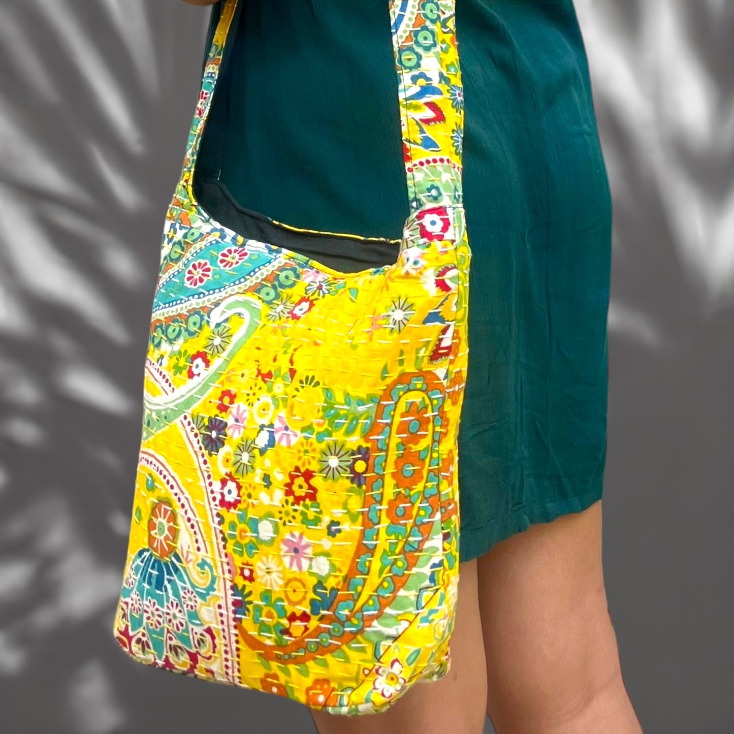 Small Kantha Jhola - Yellow