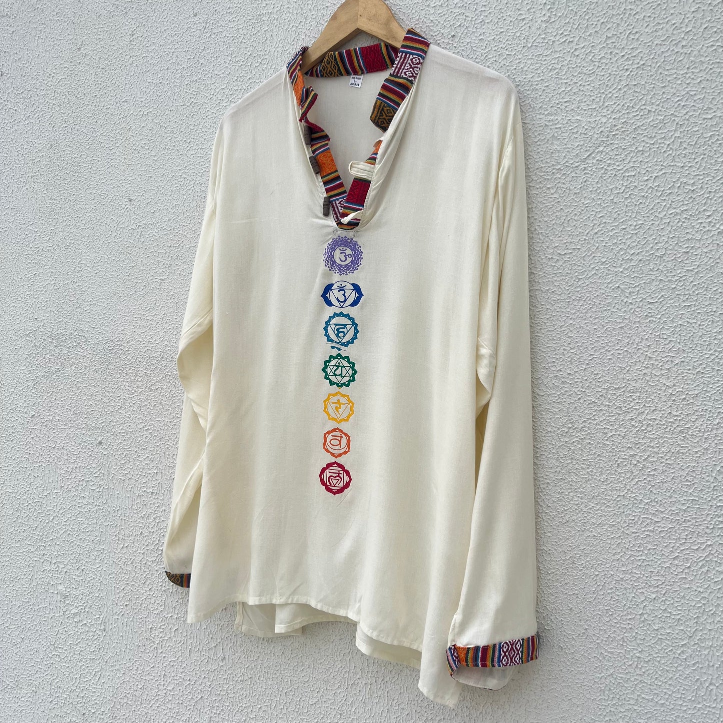 7 Chakra Kurta - Cream (Mulicolour Chakra)