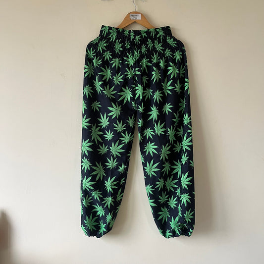 Hemp Leaf Pants - Green (Big Elastic)