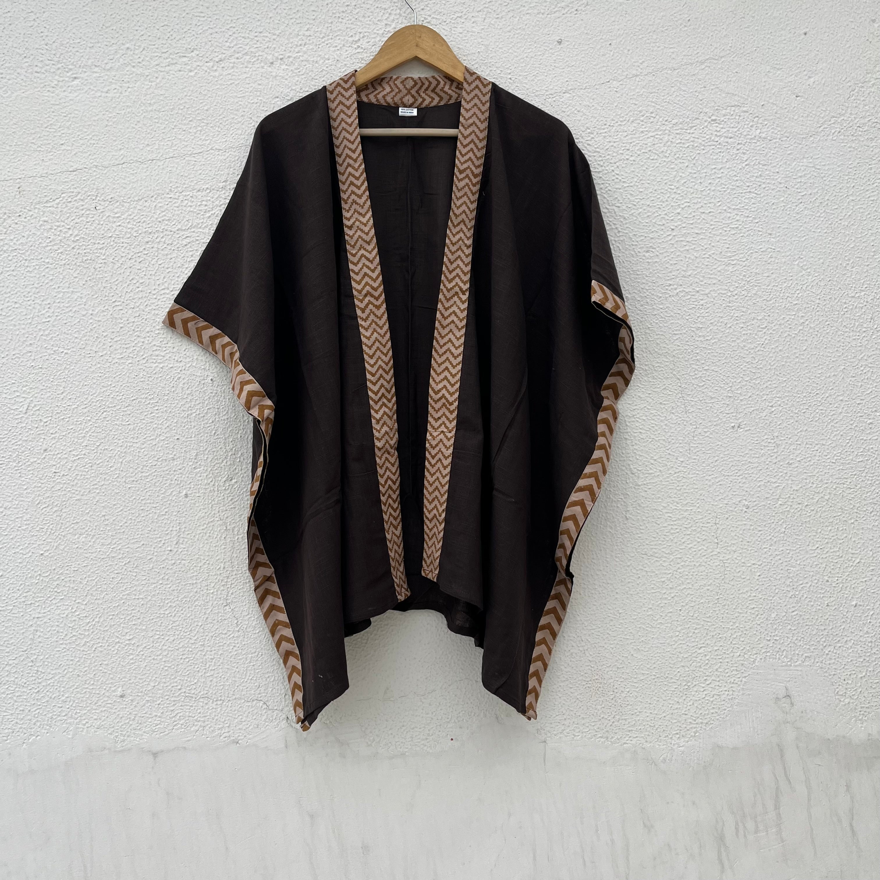 Karwaan Kaftan Cotton Shrug- Brown