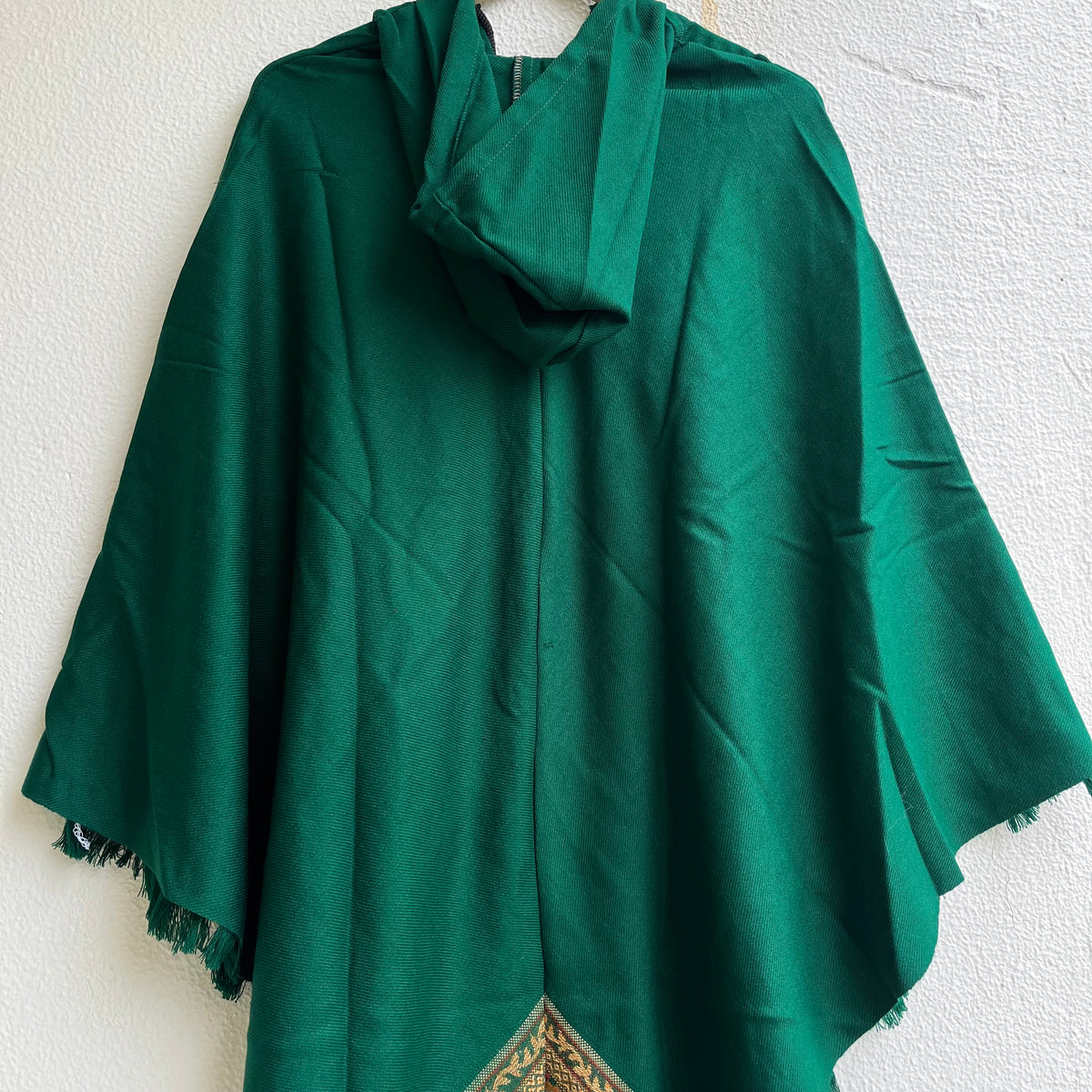 Woollen Pahadi Poncho - Forest Green