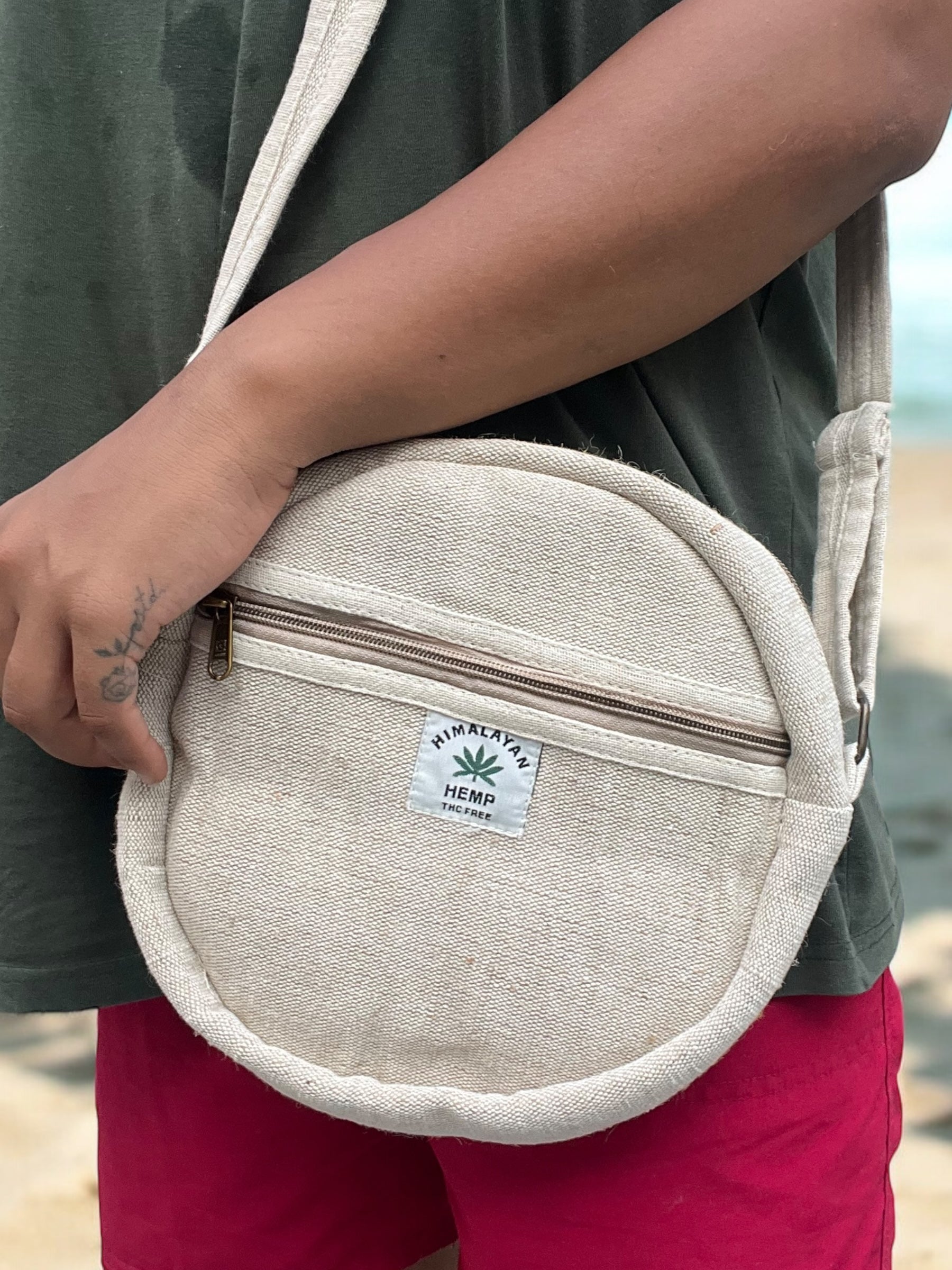 Round Sling Bag - Beige