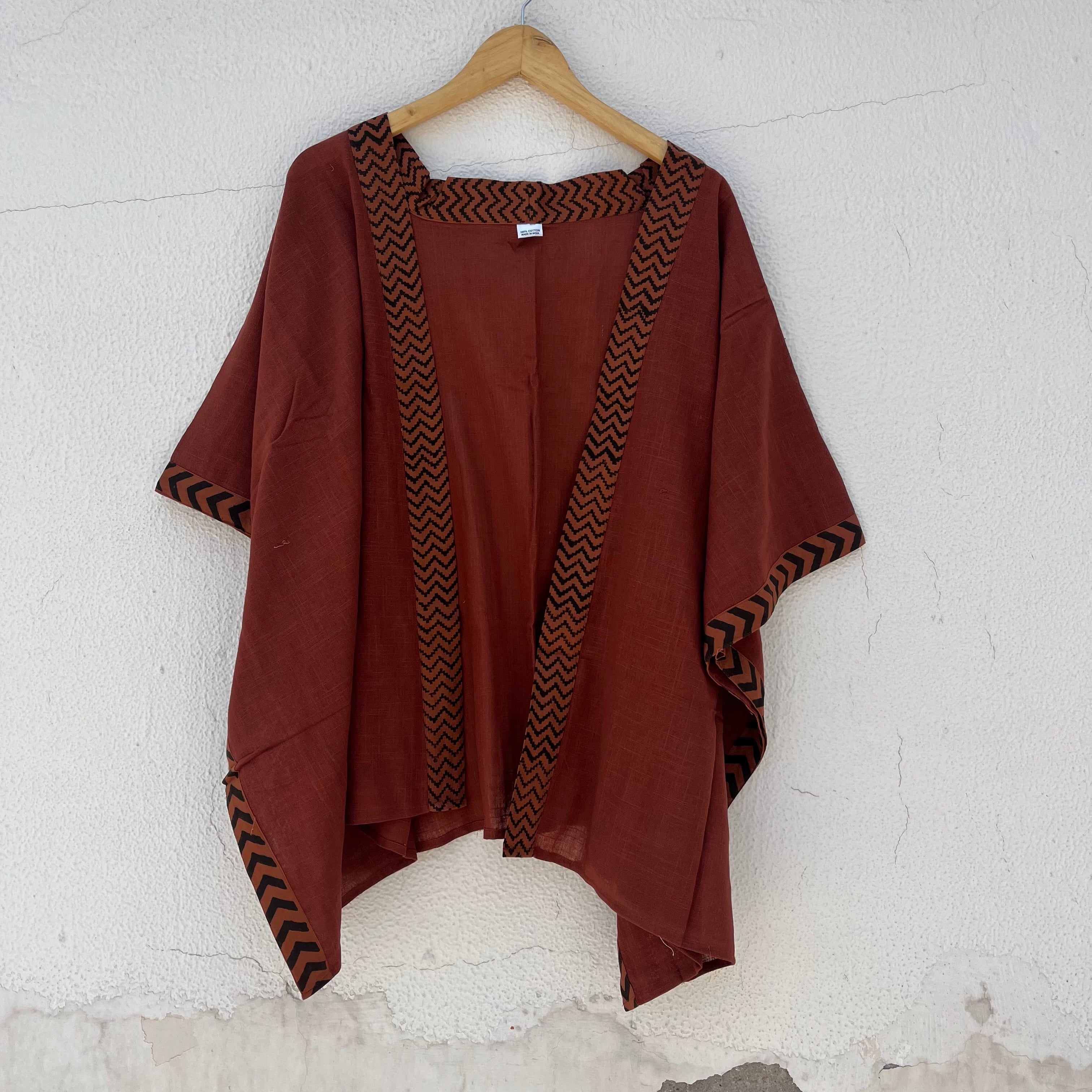 Karwaan Kaftan Cotton Shrug- Rust Orange
