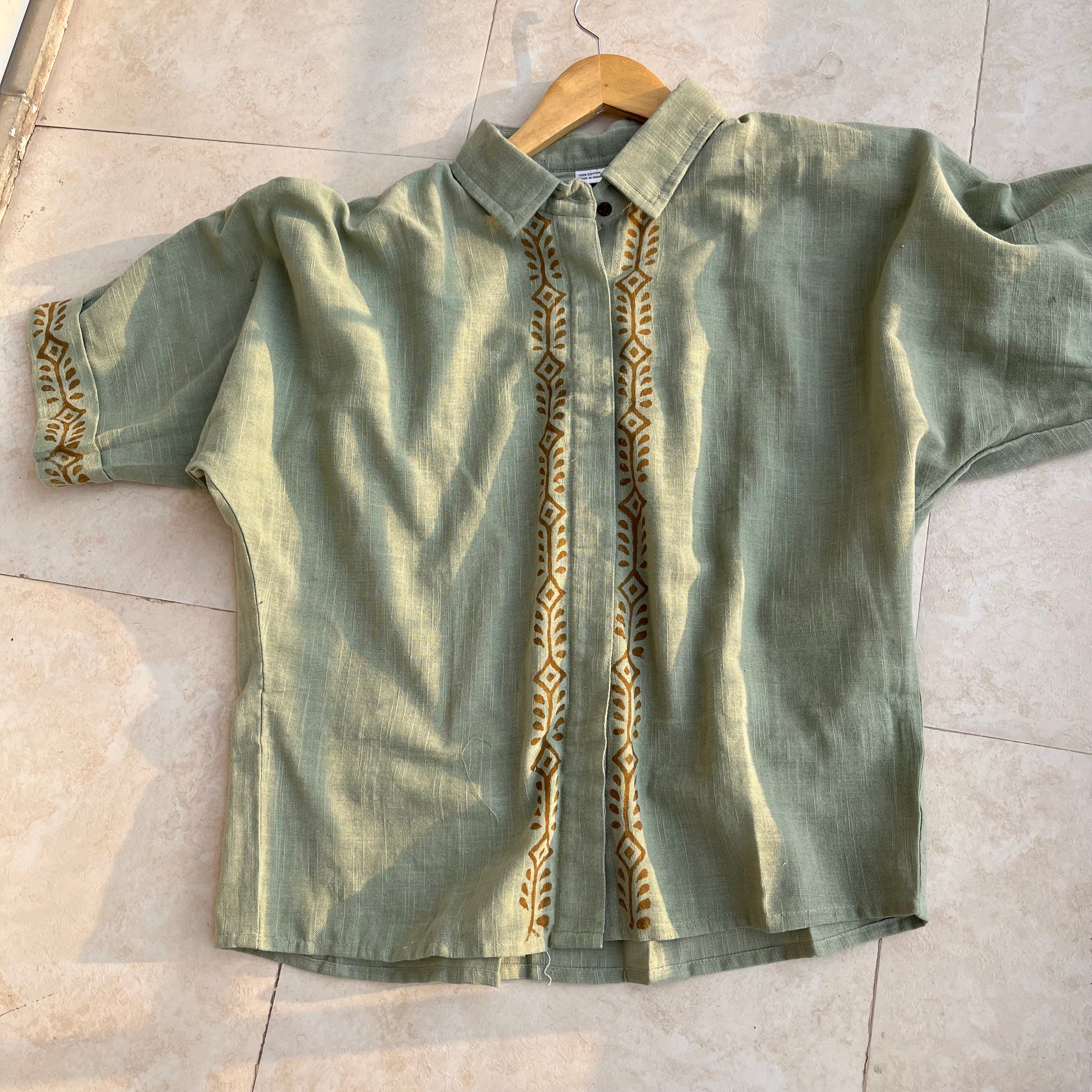 Rahgir Cotton Shirt - Sage Green