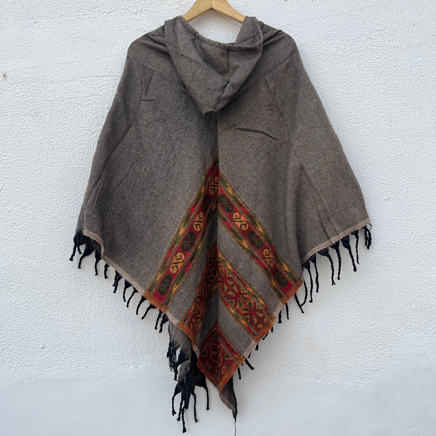 Pahadi Poncho 3 Patti with Hood - Brown