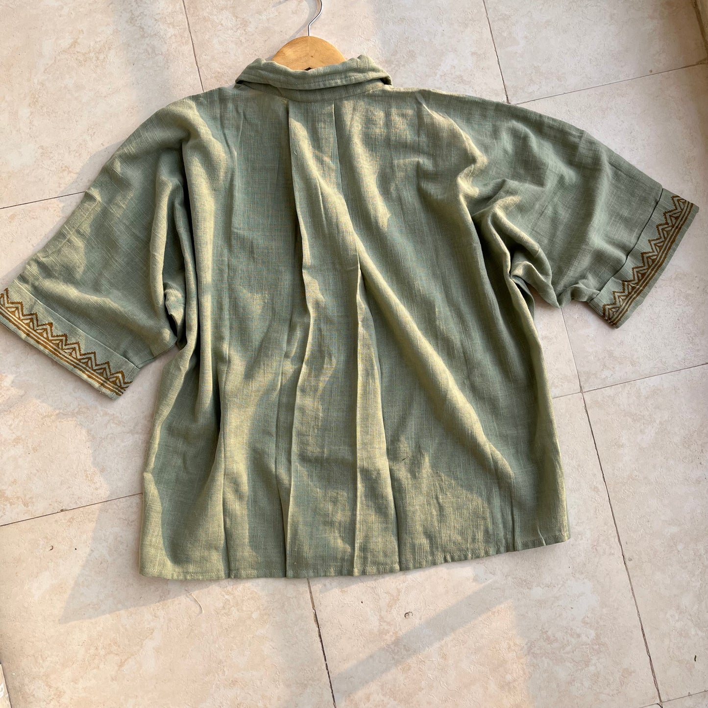 Rahgir Cotton Unisex Shirt - Sage Green