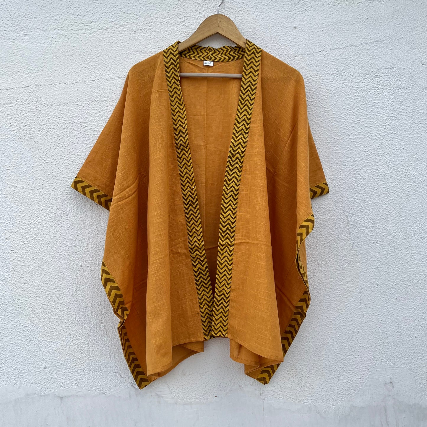 Karwaan Kaftan Cotton Shrug- Mustard