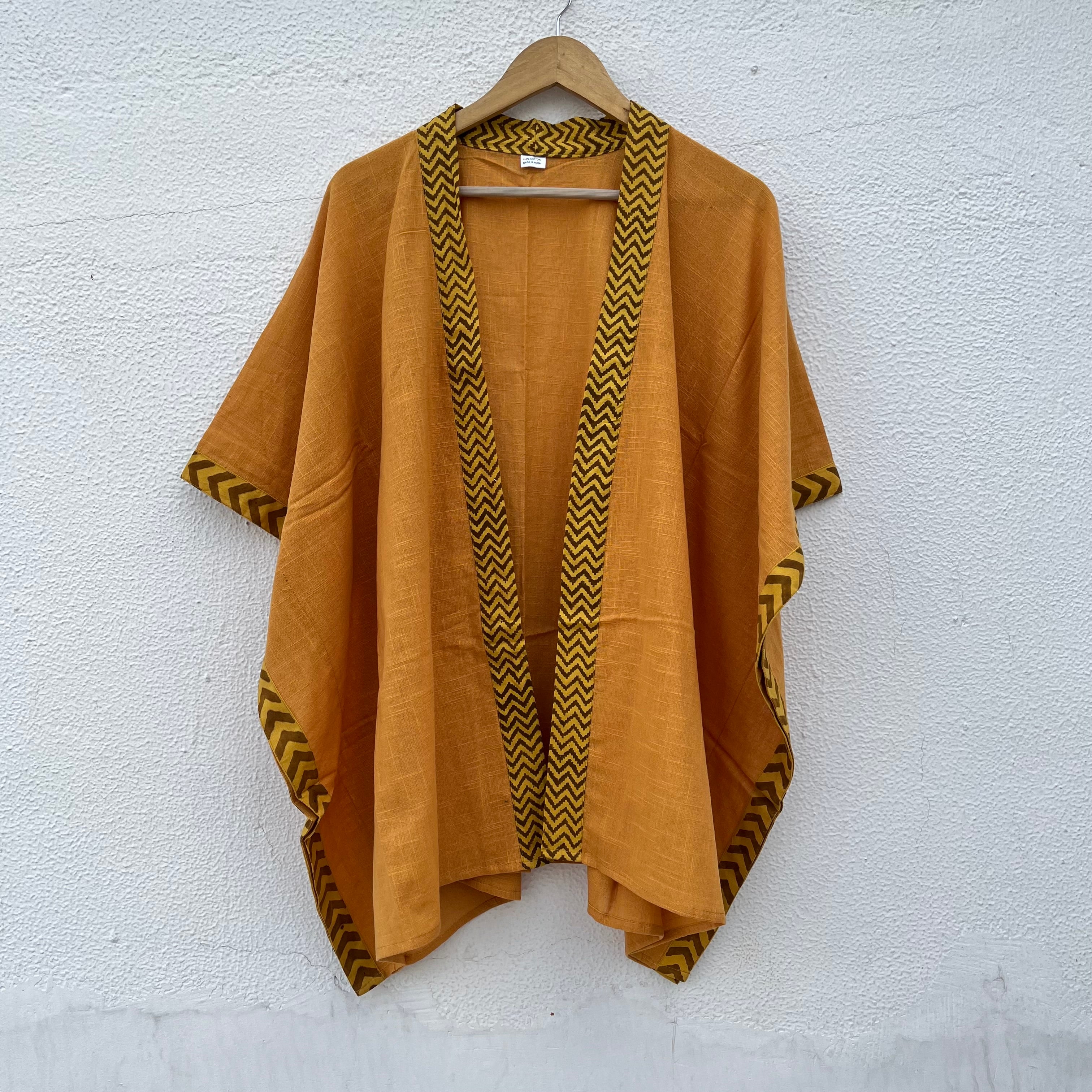 Karwaan Kaftan Cotton Shrug- Mustard
