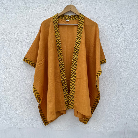 Karwaan Kaftan Cotton Shrug- Mustard
