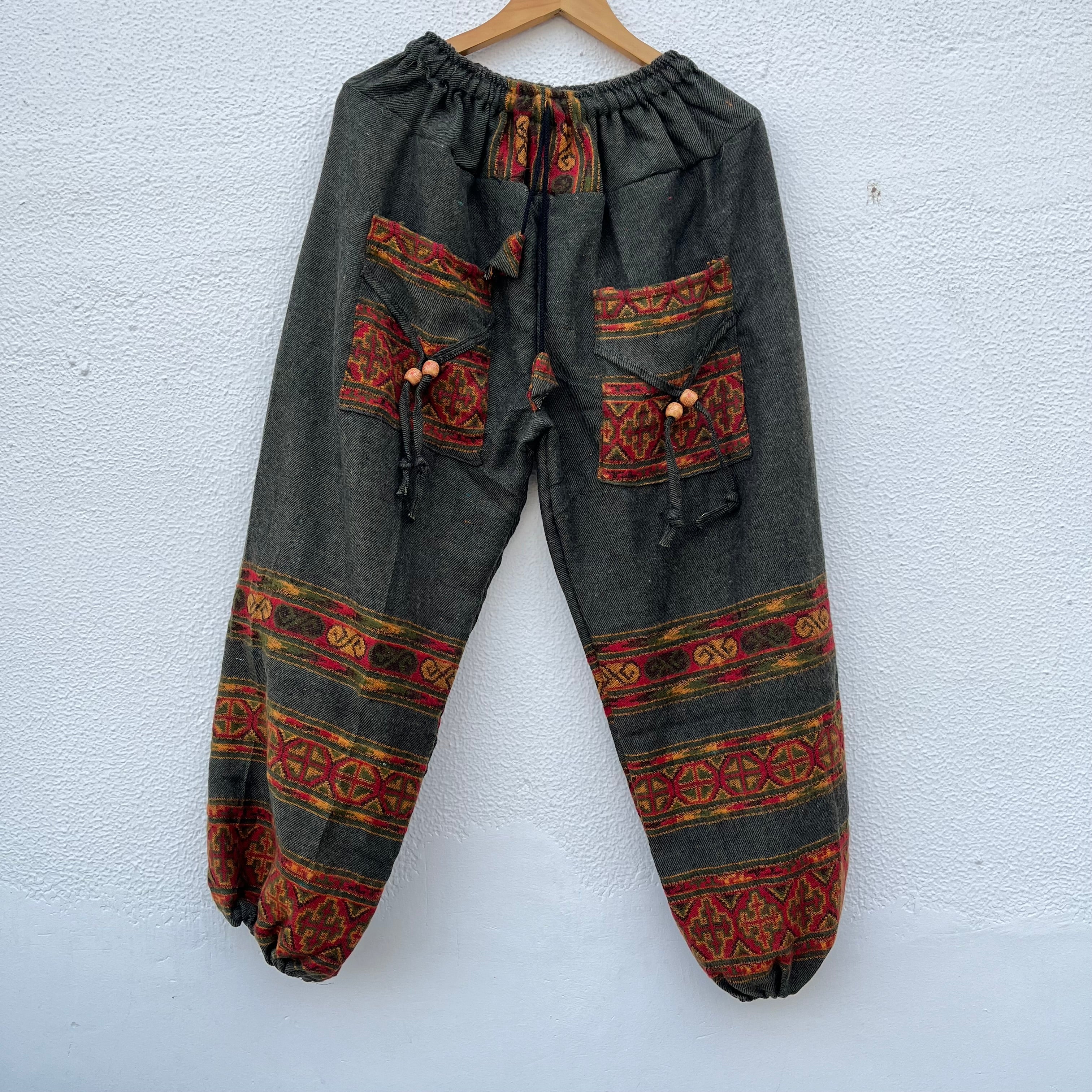 Woollen Kullu 3 Patti Pants- Green