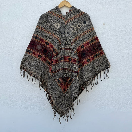 Pahadi Printed Poncho With Hood