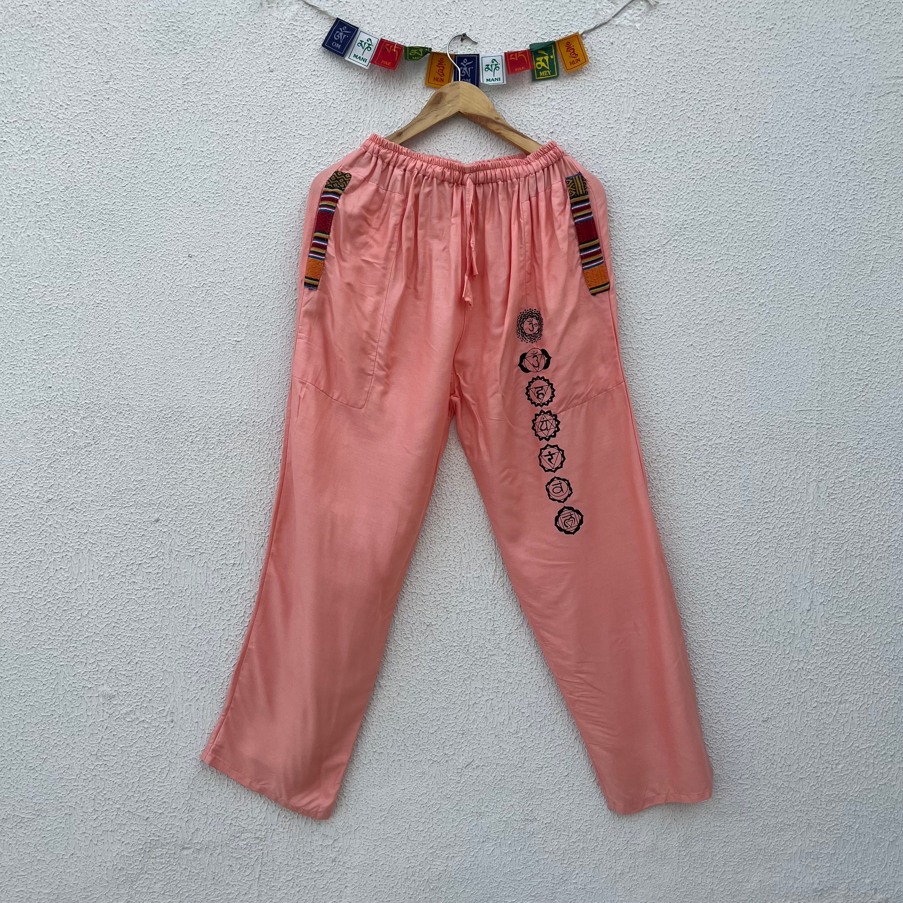 7 Chakra Pants b&w- Peach