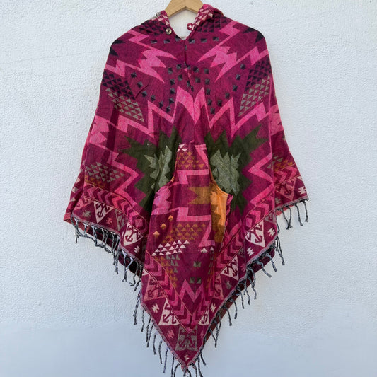 Pahadi Printed Poncho With Hood