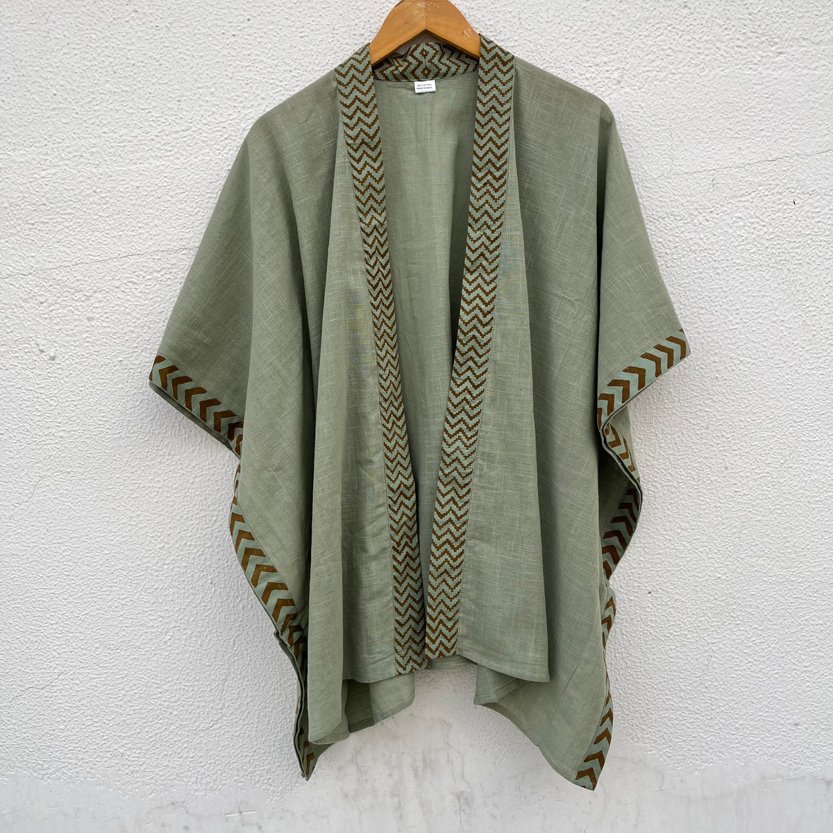 Karwaan Kaftan Cotton Shrug - Sage Green