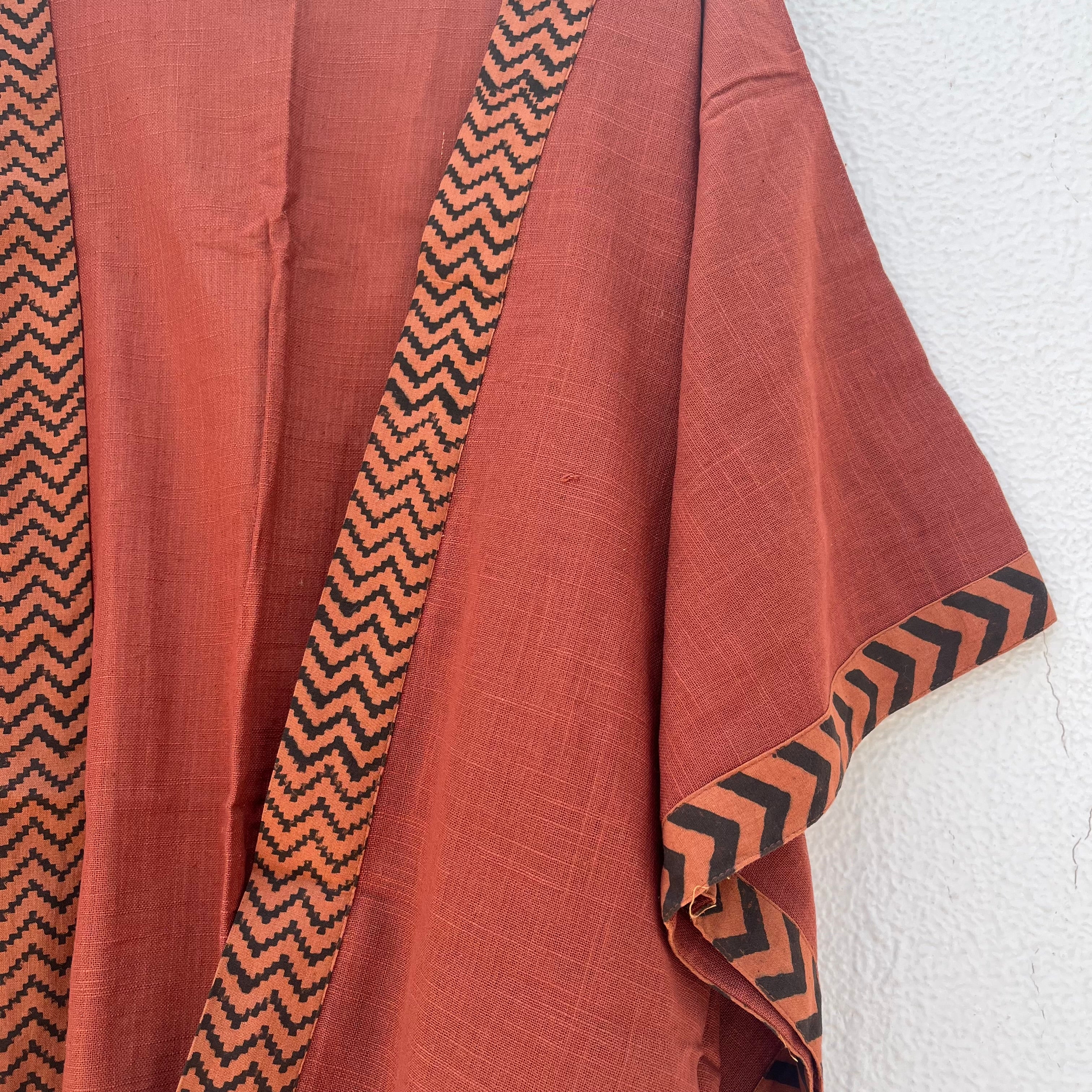 Karwaan Kaftan Cotton Shrug- Rust Orange