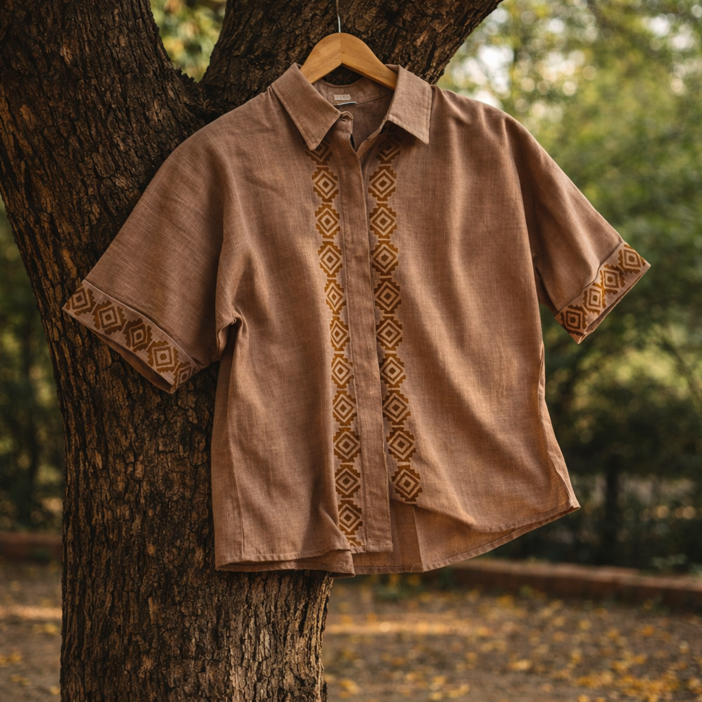 Rahgir Cotton Unisex Shirt - Light Sand