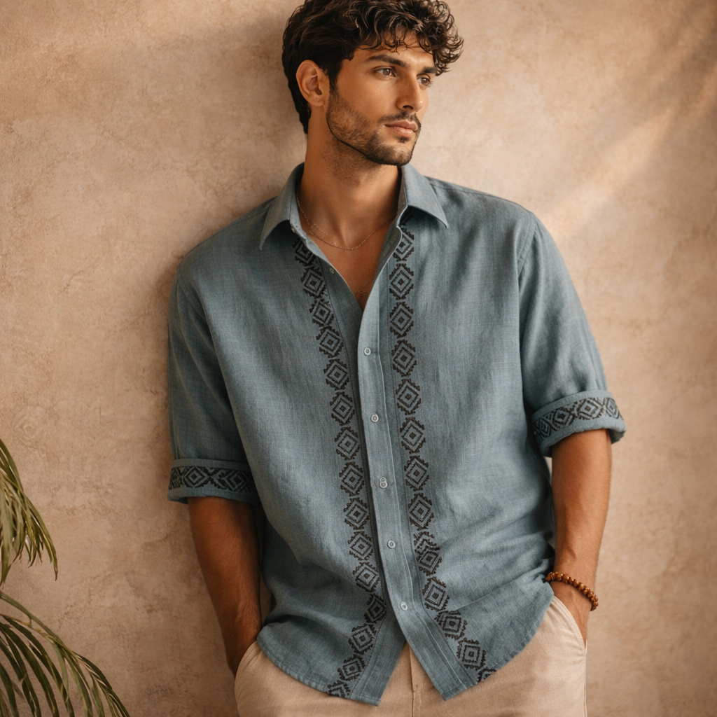 Rahgir Cotton Unisex Shirt - Dusty teal