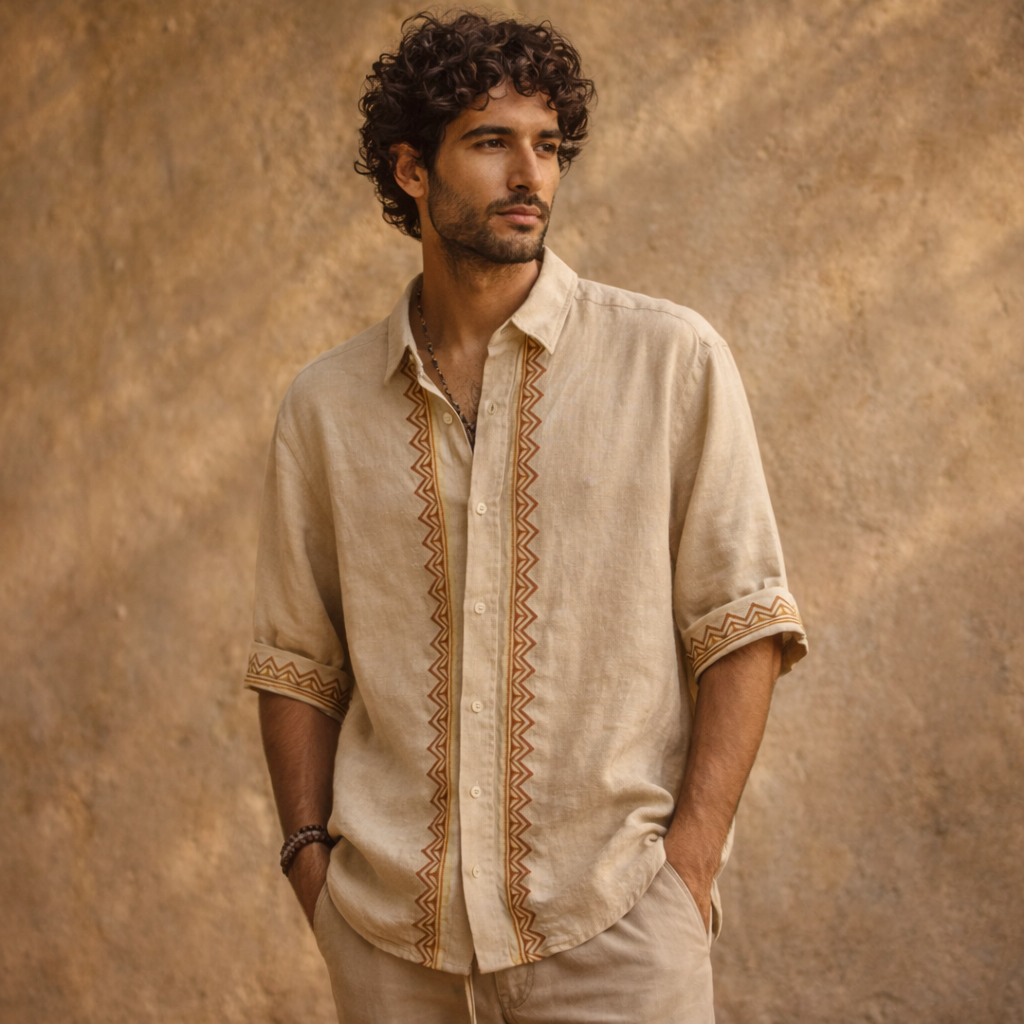 Rahgir Cotton Unisex Shirt - Warm Cream