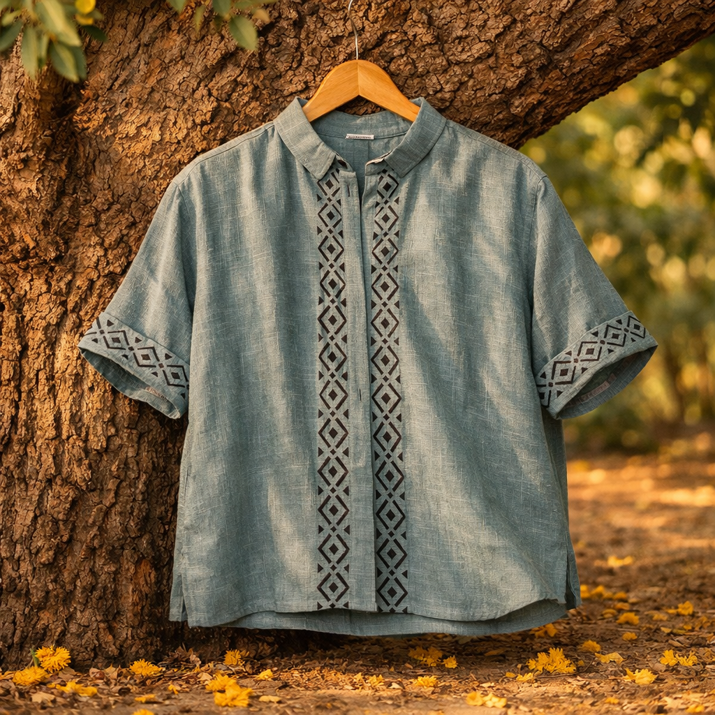 Rahgir Cotton Shirt - Dusty Teal