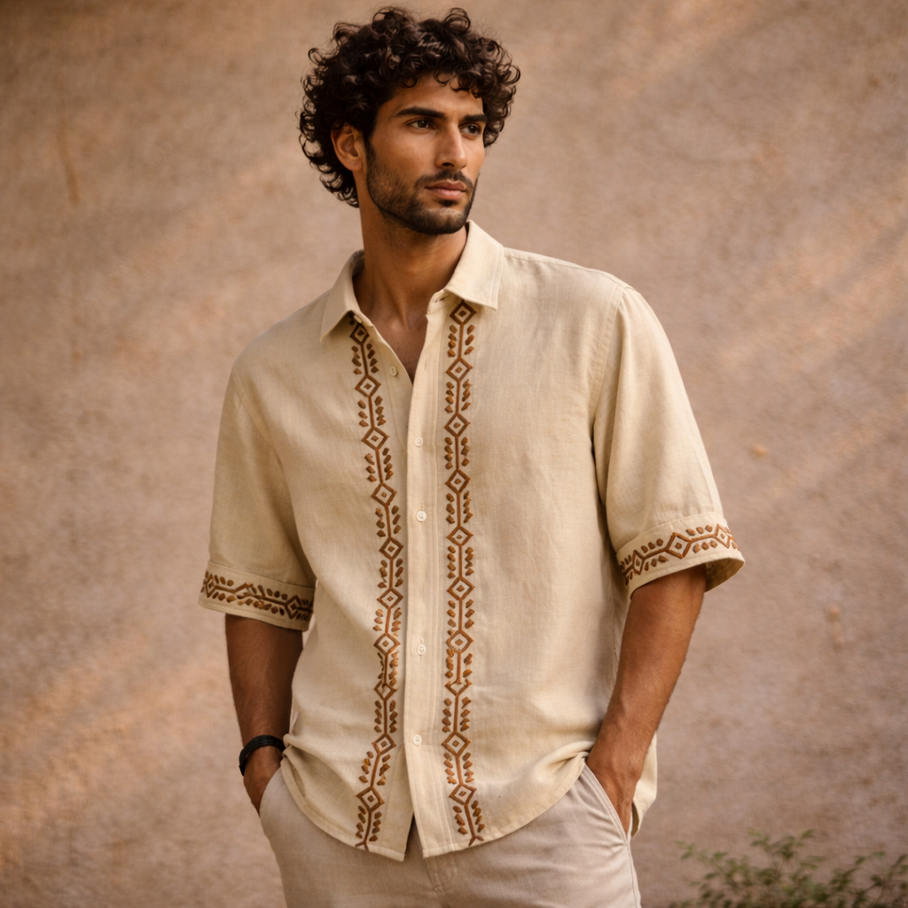 Rahgir Cotton Unisex Shirt - Warm Cream