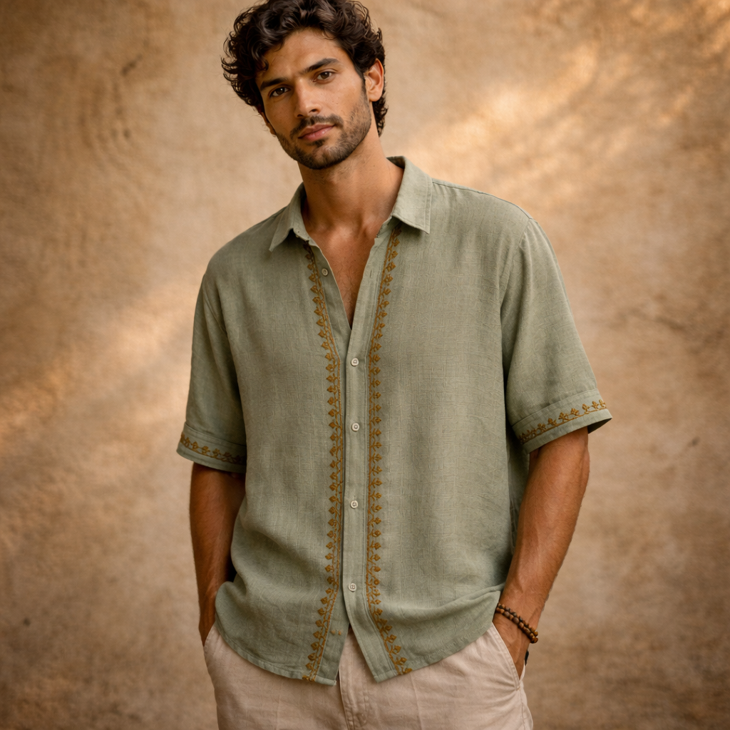 Rahgir Cotton Shirt - Sage Green