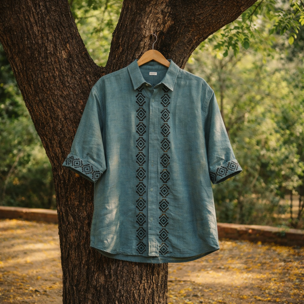 Rahgir Cotton Shirt - Dusty teal