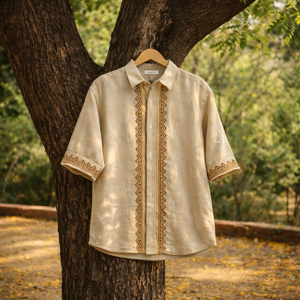 Rahgir Cotton Unisex Shirt - Warm Cream