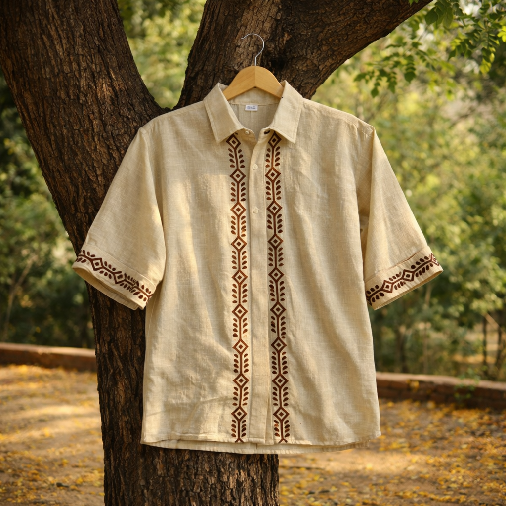 Rahgir Cotton Unisex Shirt - Warm Cream