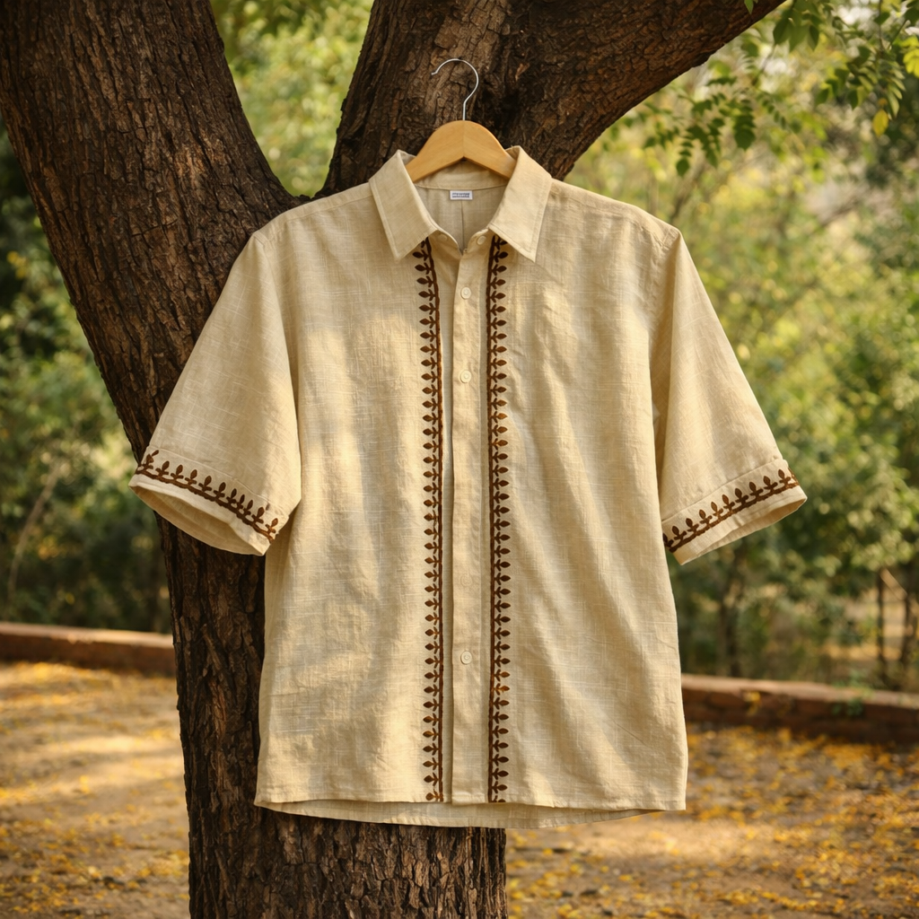 Rahgir Cotton Unisex Shirt - Warm Cream