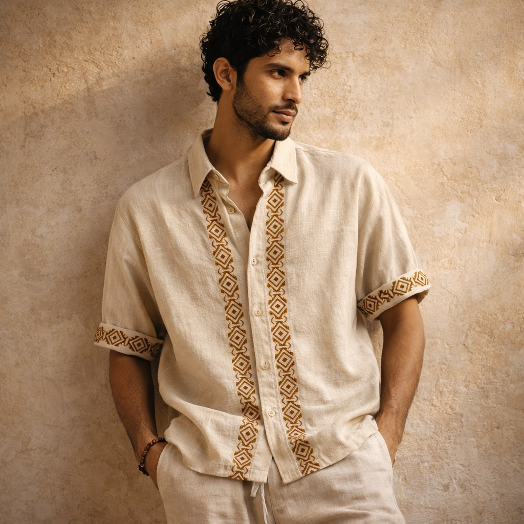 Rahgir Cotton Unisex Shirt - Warm Cream