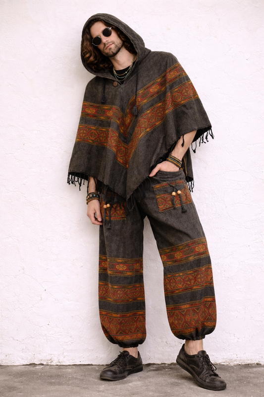 Combo Set - 3 Patti Poncho + 3 Patti Pants (Brown)