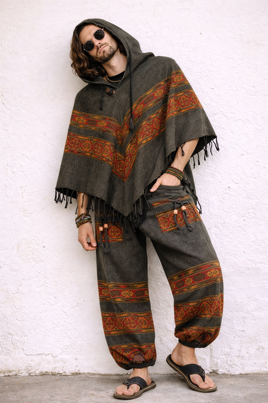Combo Set - 3 Patti Poncho + 3 Patti Pants (Green)