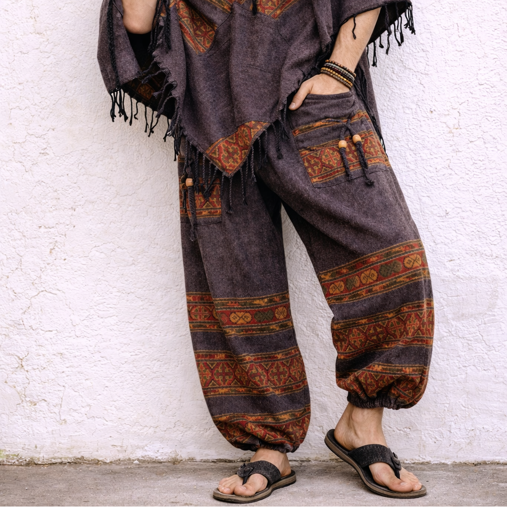 Combo Set - 3 Patti Poncho + 3 Patti Pants (Purple)