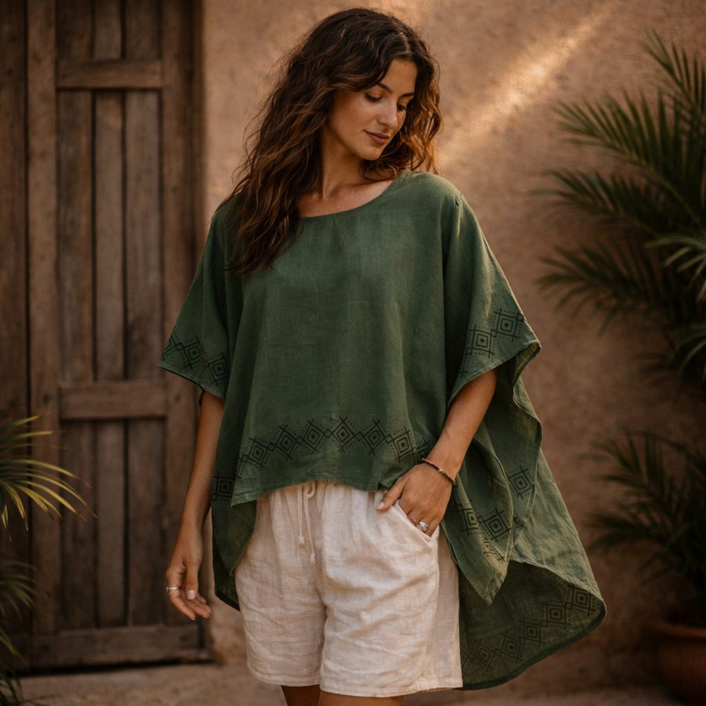 Karwaan Cotton Top- Forest Green