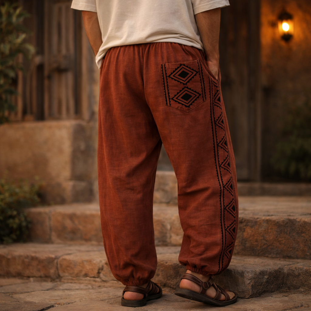 Moksha Cotton Pant- Rust Orange