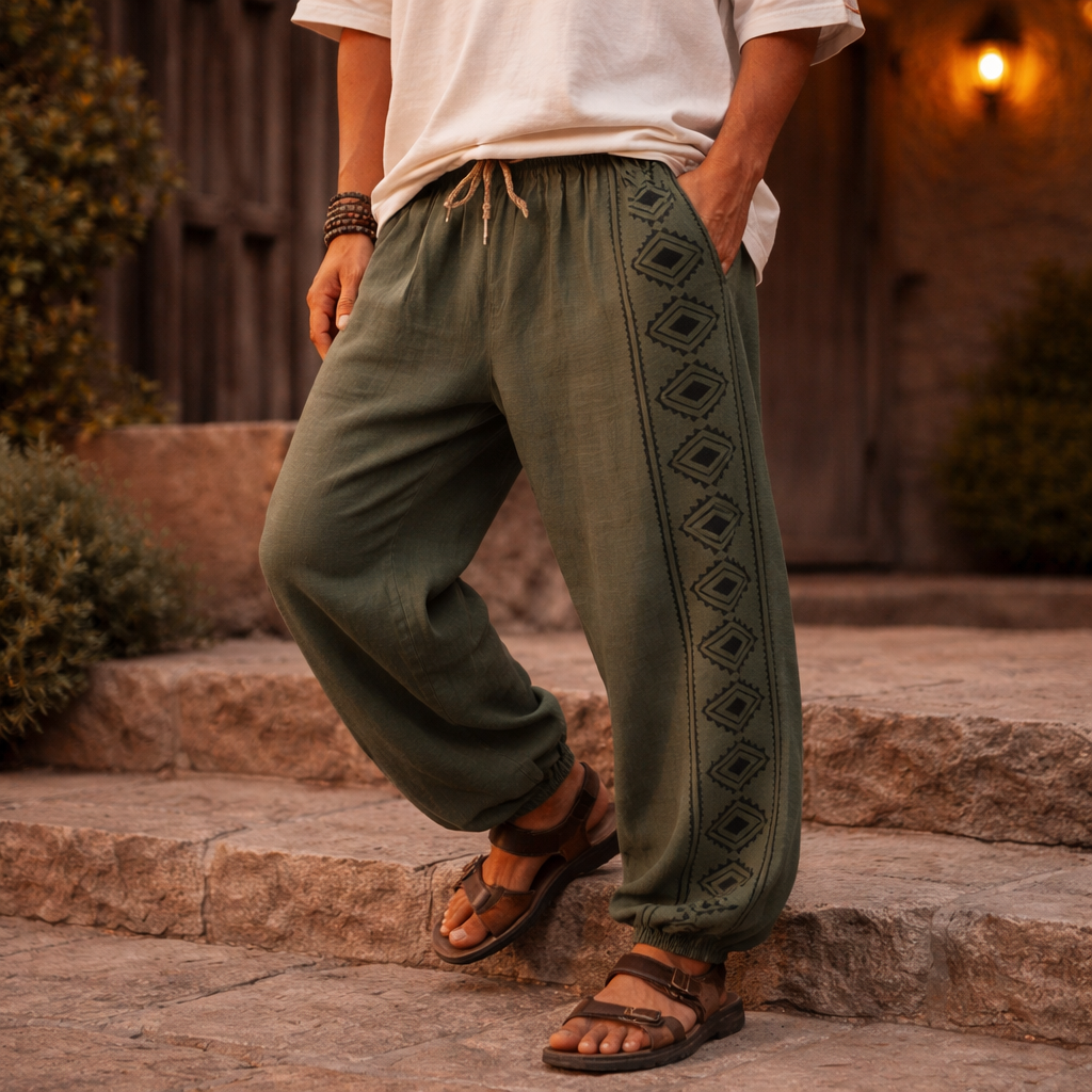 Moksha Cotton Pant- Forest Green