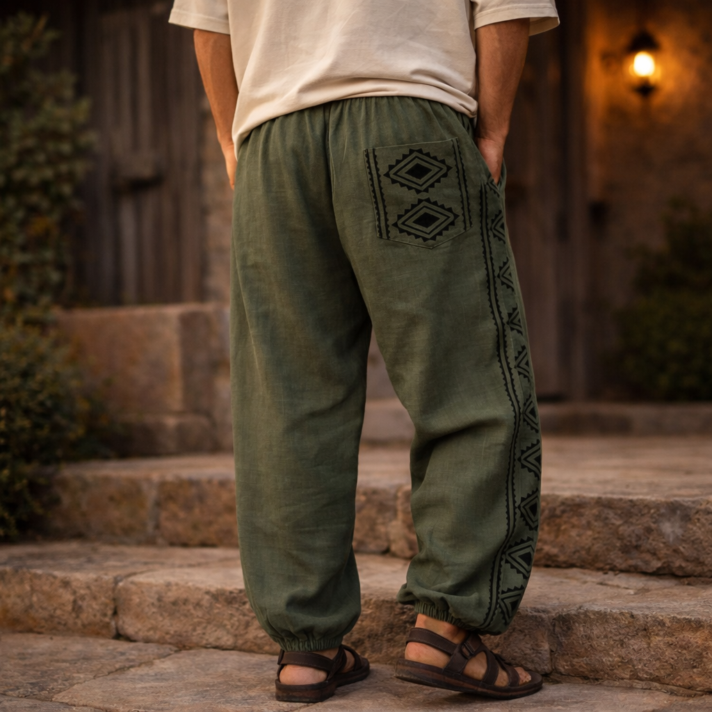 Moksha Cotton Pant- Forest Green