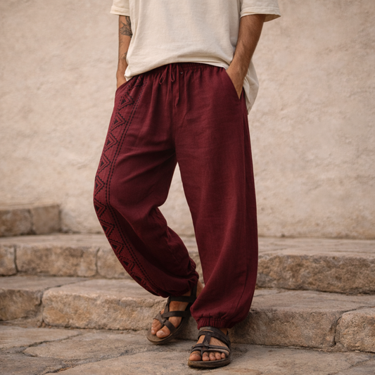 Moksha Cotton Pant- Mulberry Berry