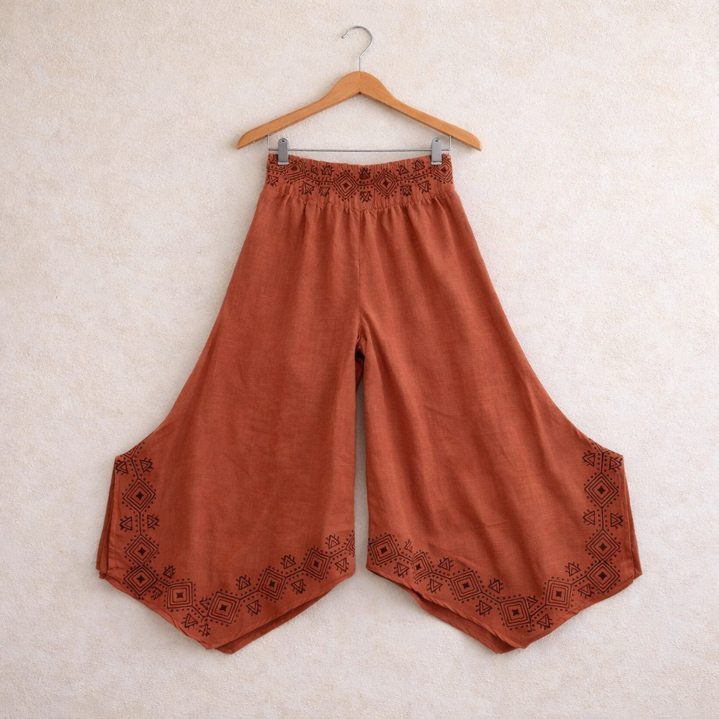 Radha Cotton Pants - Rust Orange
