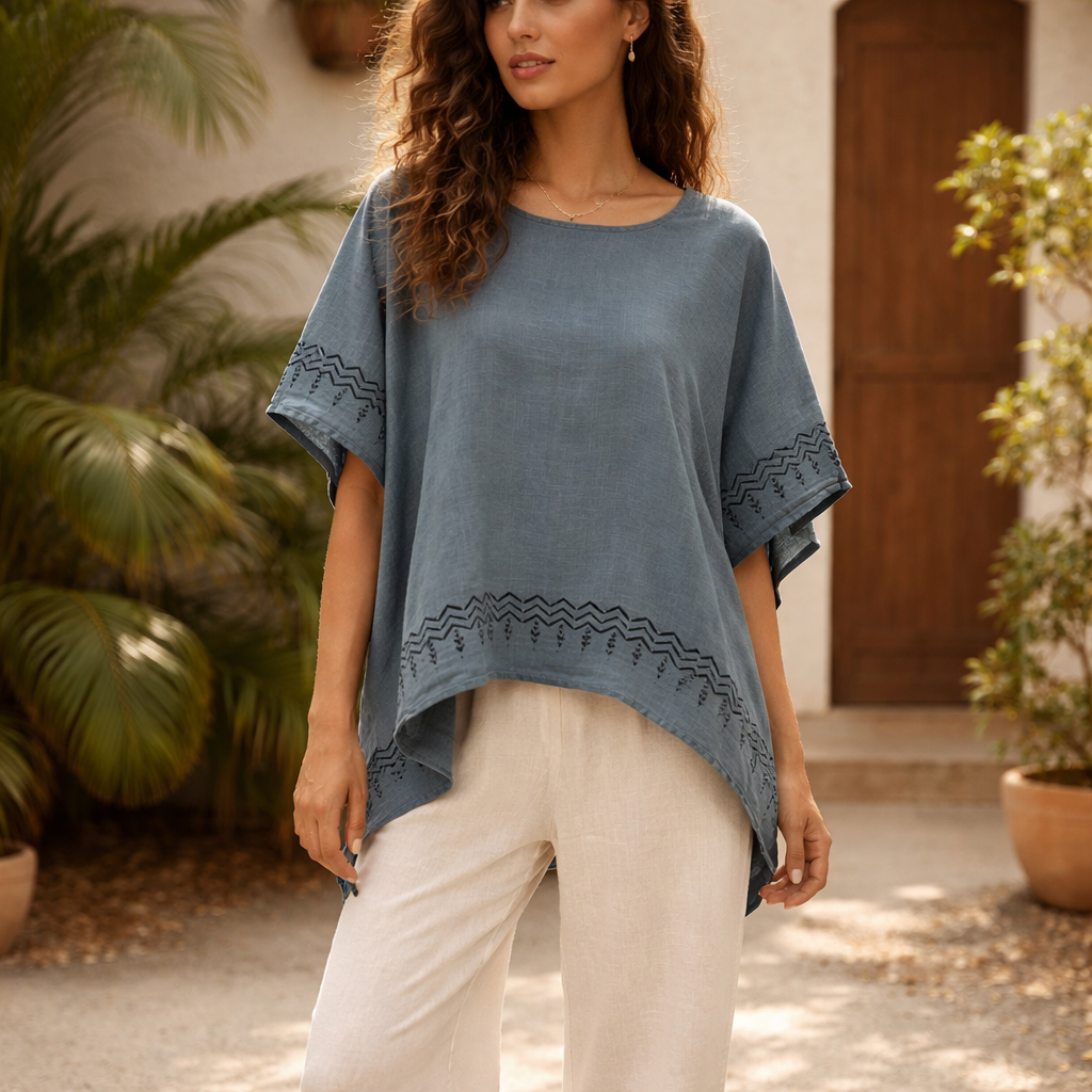 Aawara Cotton Top- Teal Blue