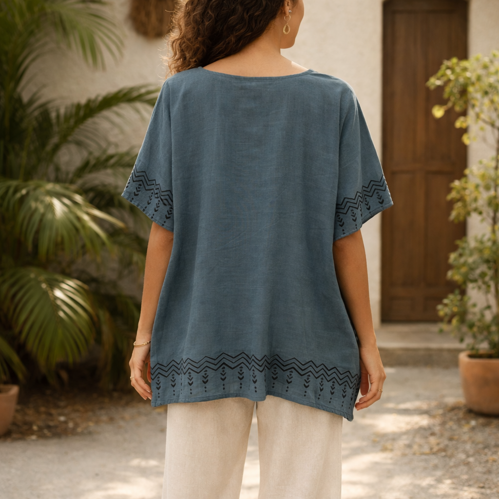 MiMi Cotton Co-ord Set - Teal Blue