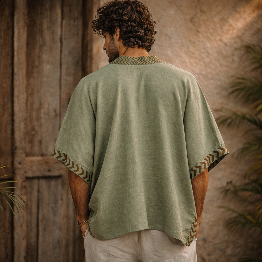 Karwaan Kaftan Cotton Shrug - Sage Green