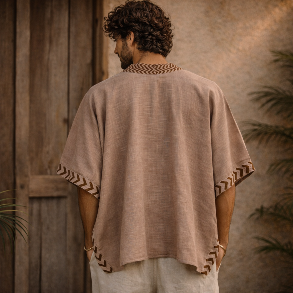 Karwaan Kaftan Cotton Shrug - Light Sand