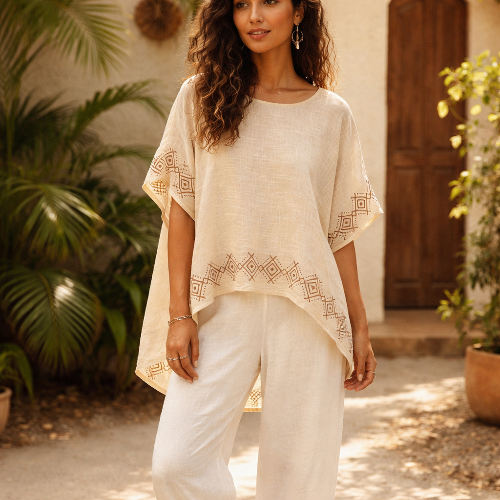 MiMi Cotton Co-ord Set - Warm Cream