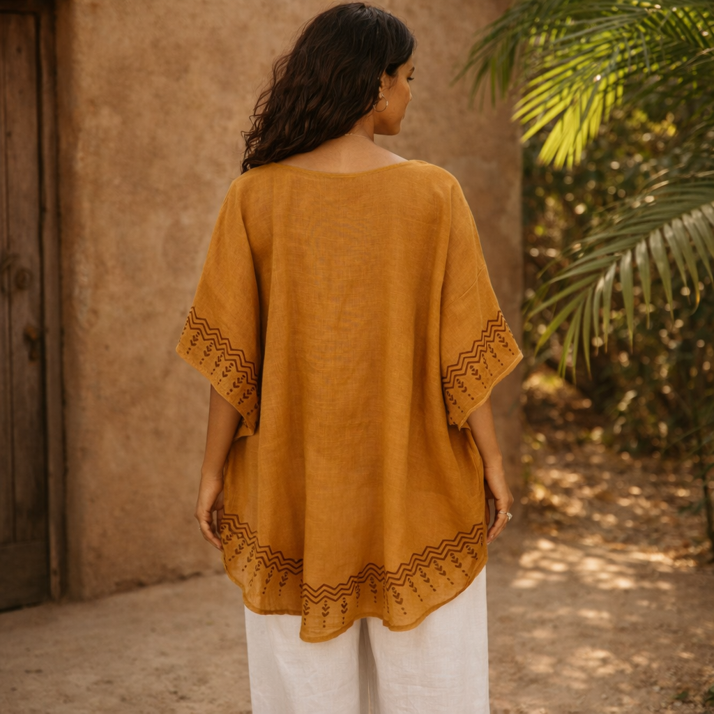 Karwaan Cotton Top- Mustard