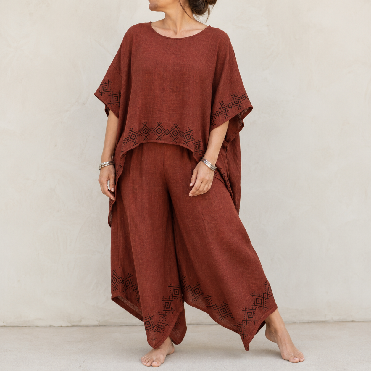 MiMi Cotton Co-ord Set - Rust Orange