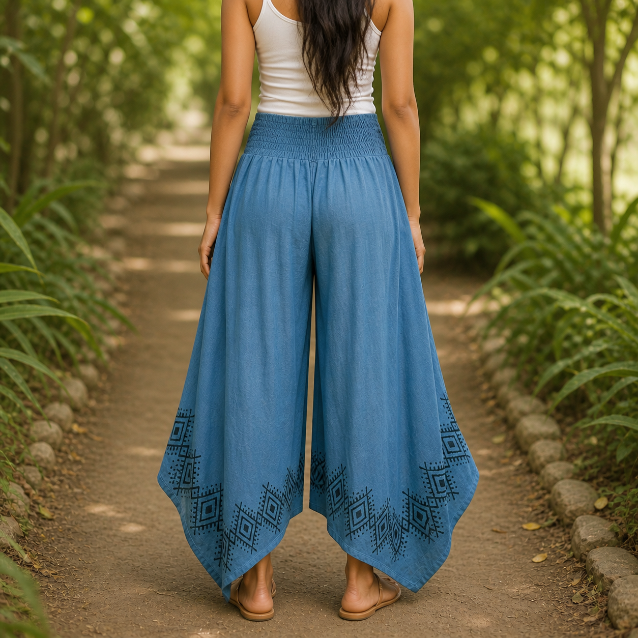 Radha Cotton Pants - Teal Blue
