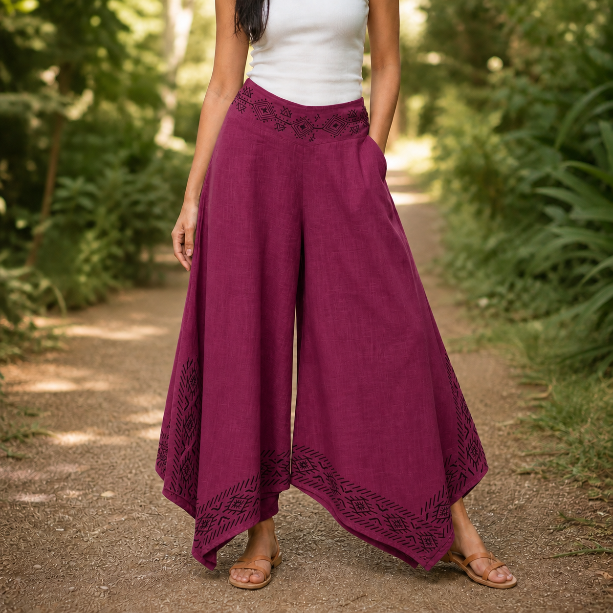 Radha Cotton Pants - Mulberry Berry
