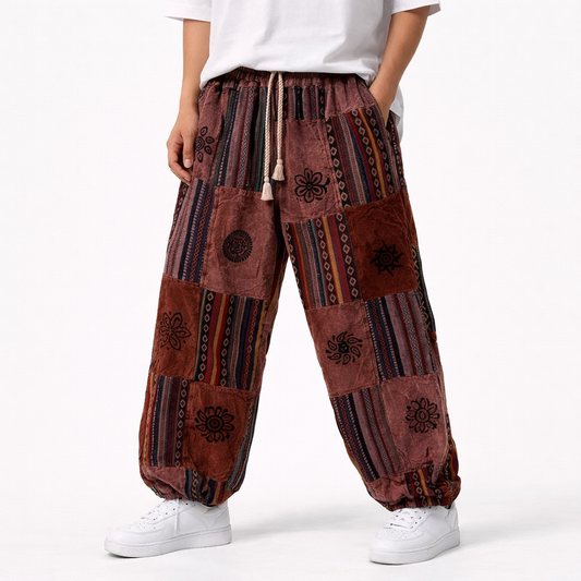 Himalayan Patchwork Pants - Coffee