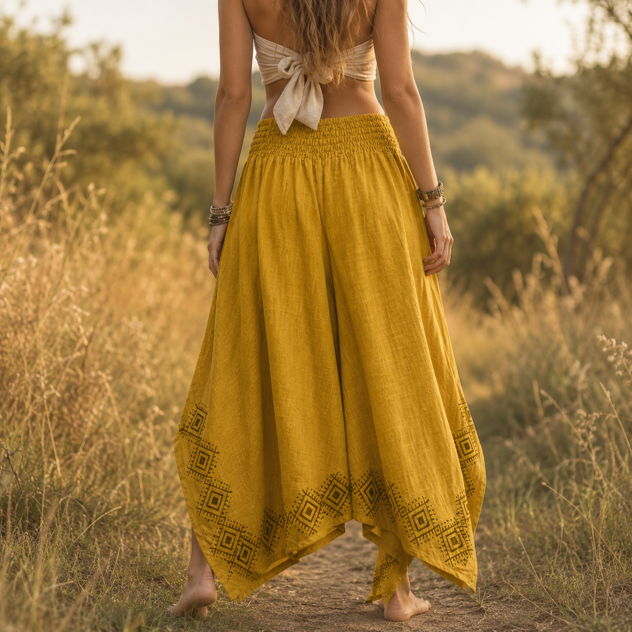 Radha Cotton Pants - Mustard